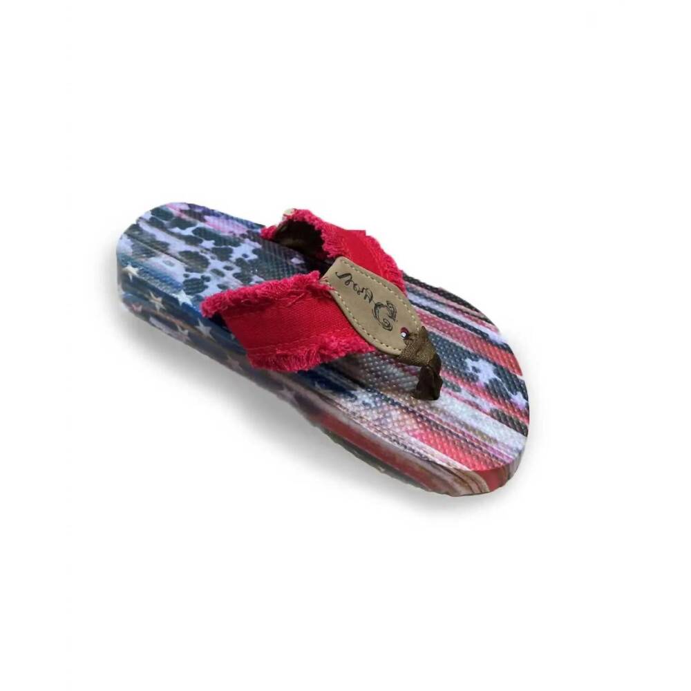 NEW VERY G women's united flag flip flops in red